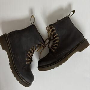 Dr Martens Air Wair Youth 1460 Lamper Leather Boots Brown Size 1 Youth